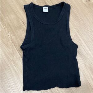TNA Black Ribbed Crop Tank Top